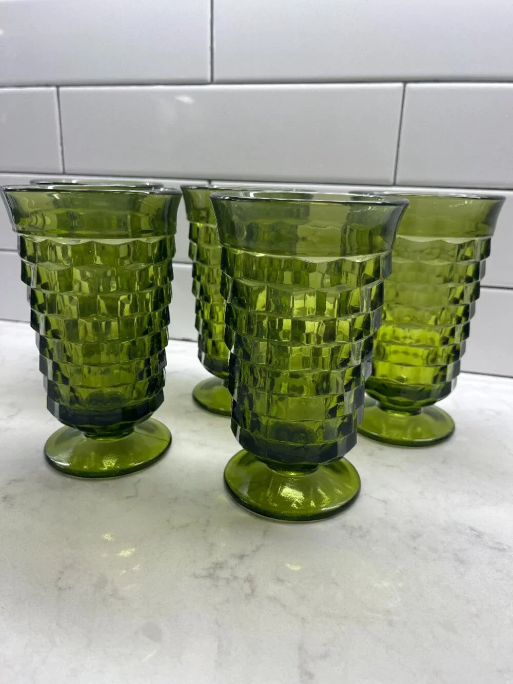 (4) Colony Whitehall Green (Avocado) Ice Tea Glass, 6
